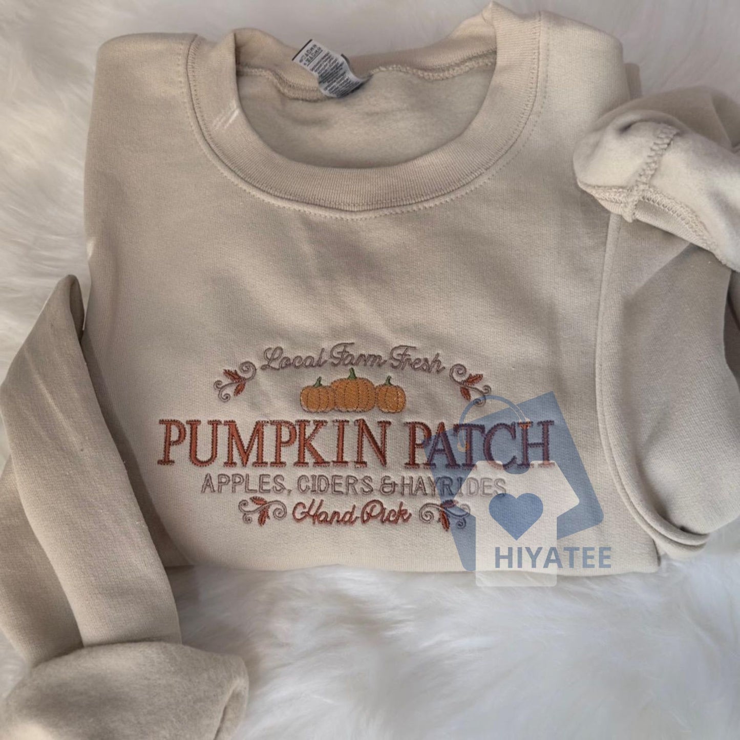 Pumpkin Patch Embroidered Sweatshirt – Cozy Fall Crewneck for Autumn Lovers & Pumpkin Season Fans-Hiyatee