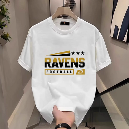 Men's Three Star Football Graphic T-Shirt – Sport Fan Game Day Crewneck Tee