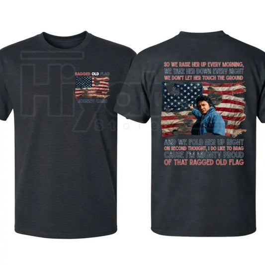 "Ragged Old Flag" – Johnny Cash Legend of Country Music Patriotic Top - Hiyatee 