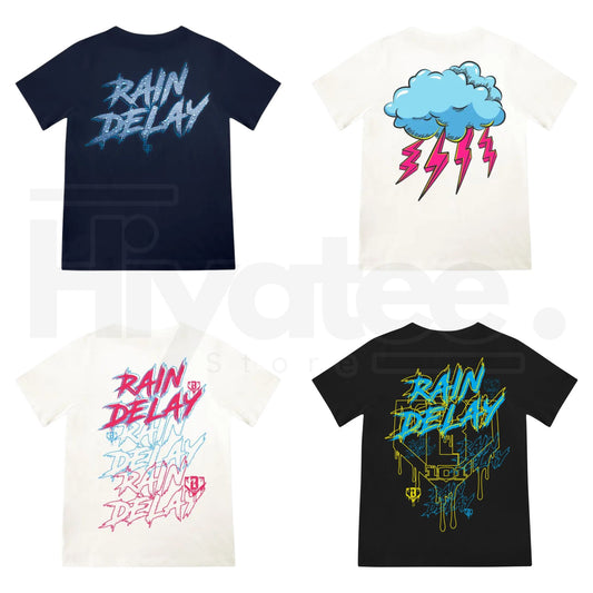 "Rain Delay Lightning Bolt" – Energetic Youth Lightweight Graphic Top. - Hiyatee