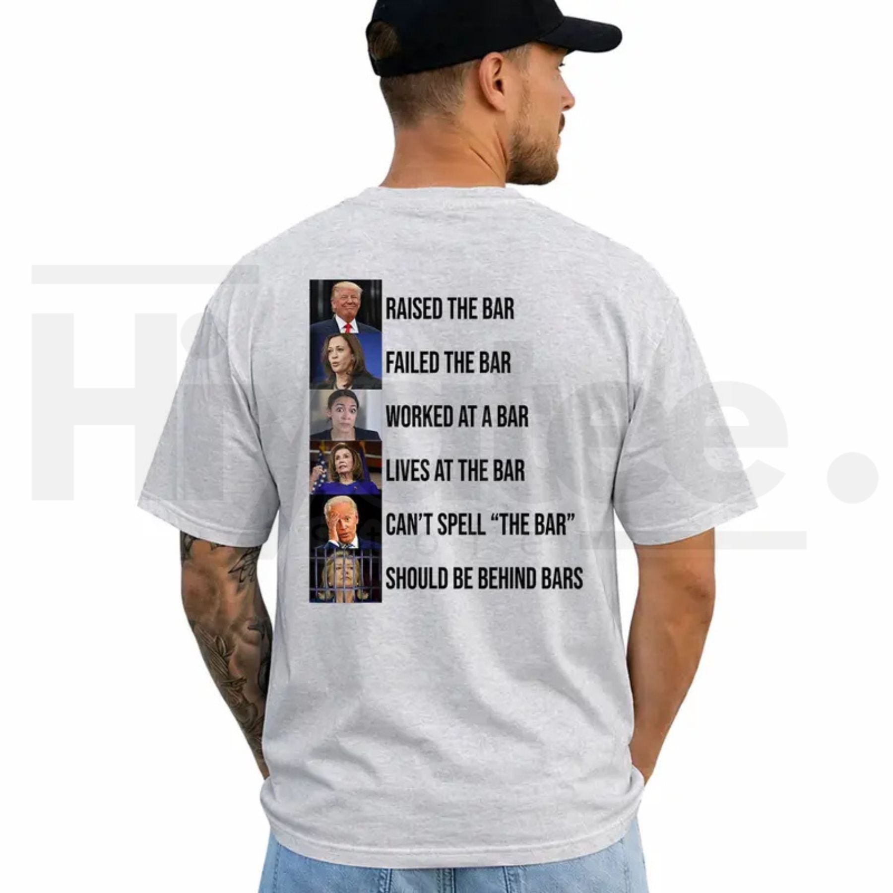 Raised The Bar Typography T-Shirt – Short Sleeve Printed Graphic Shirt, Daily Casual Cotton Menswear for Men & Women - Hiyatee
