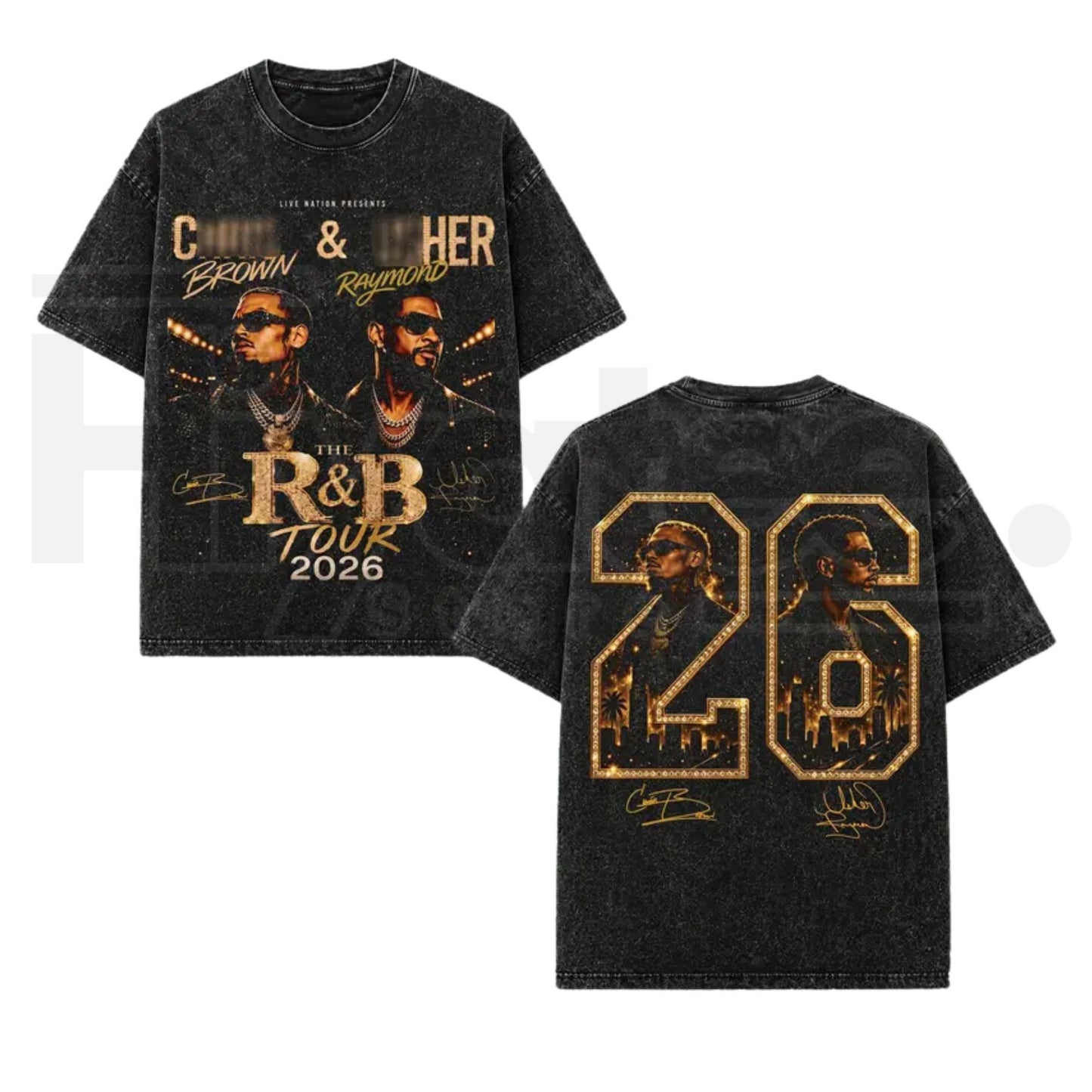 Raymond & Brown The R&B Tour 2026 V36 Vintage Acid Wash Graphic Apparel - Hiyatee