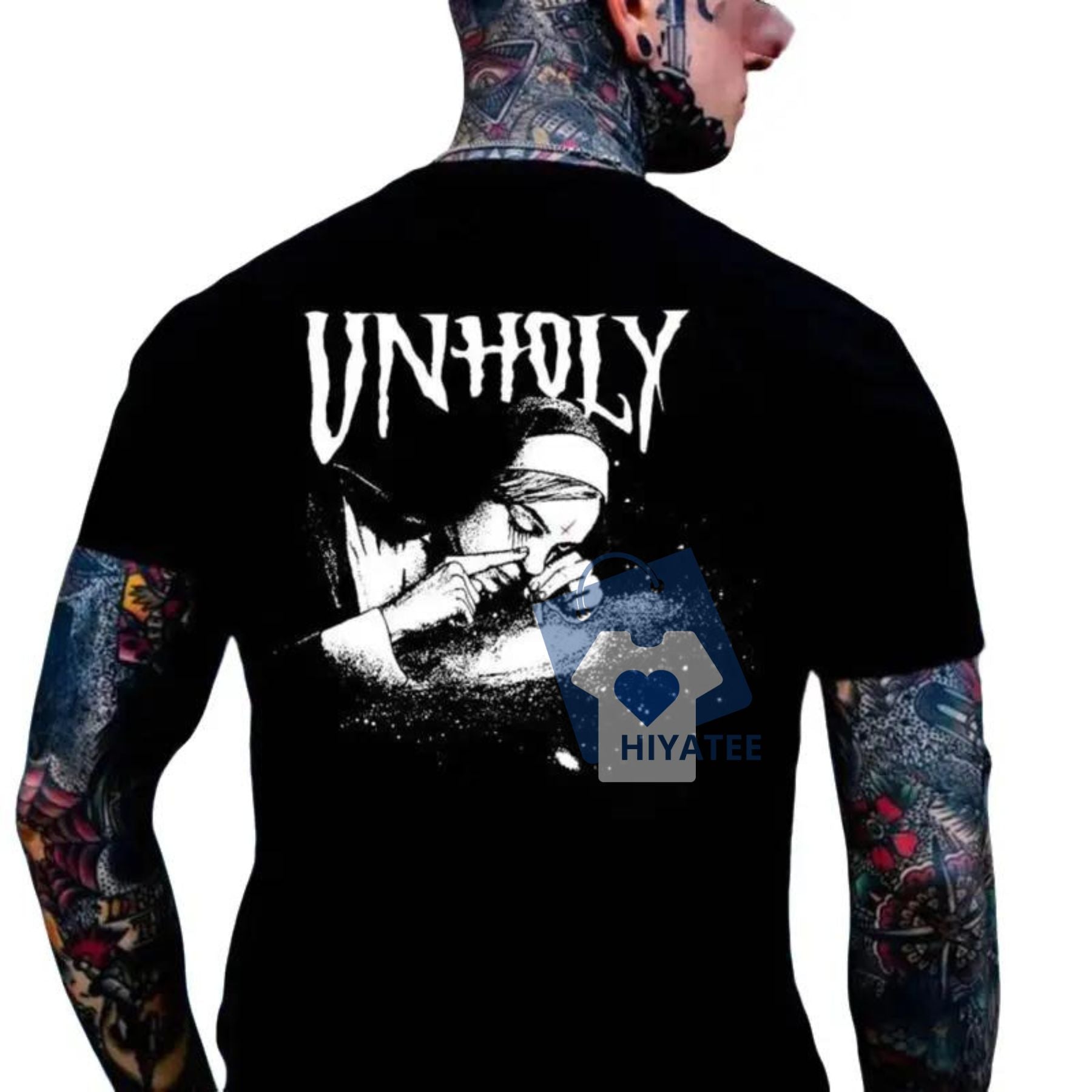 Rebel Spirit Nun Graphic Tee – Dark Vintage Aesthetic Unisex Streetwear Shirt-Hiyatee