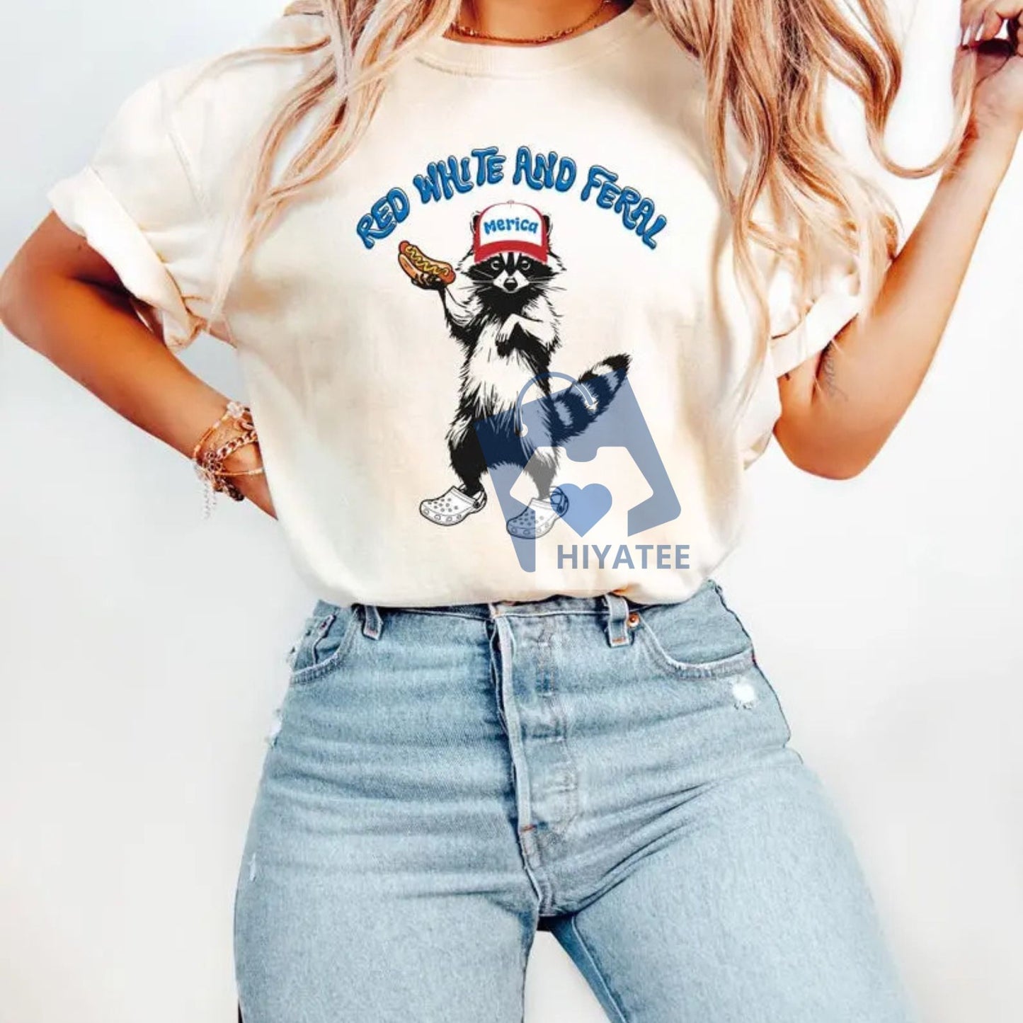 Red, White & Feral – Funny 4th of July Patriotic Tee-Hiyatee
