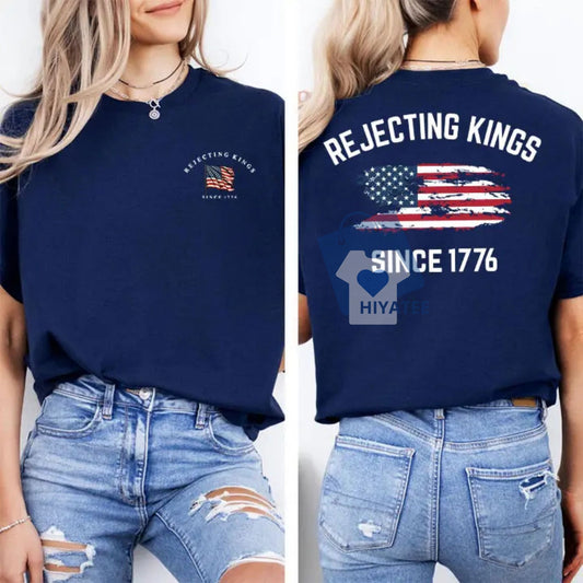 Rejecting Kings Since 1776 Shirt – Pro-Democracy Anti-Authoritarian Tee, No Kings in America Political Shirt-Hiyatee