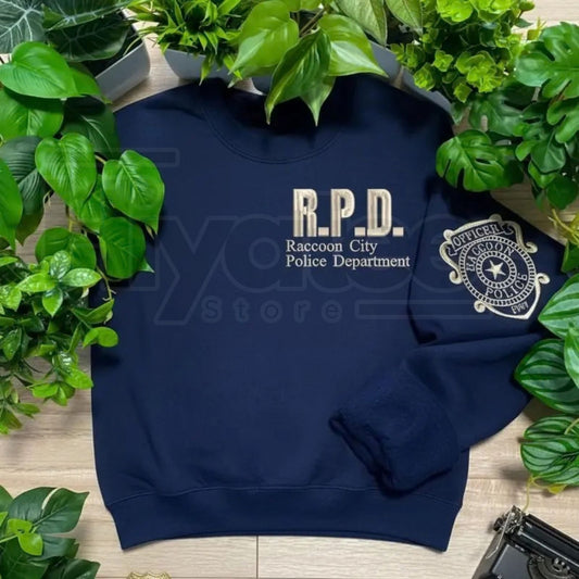 Resident Evil Inspired Leon Kennedy RE2 Embroidered Sweatshirt – Double-Sided Horror Game Merch - Hiyatee