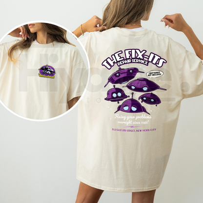 Retro 80s Sci-Fi Batteries Not Included T-Shirt – The Fix-Its Repair Service Tee - Hiyatee