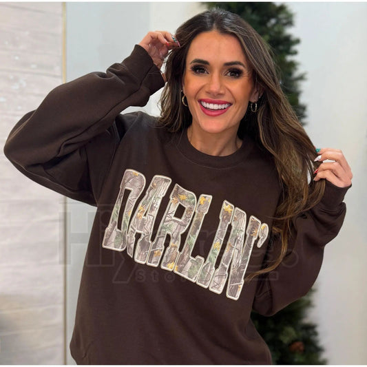Retro Camo Western Darlin Sweatshirt: Distressed Country Cowboy Concert Top - Hiyatee
