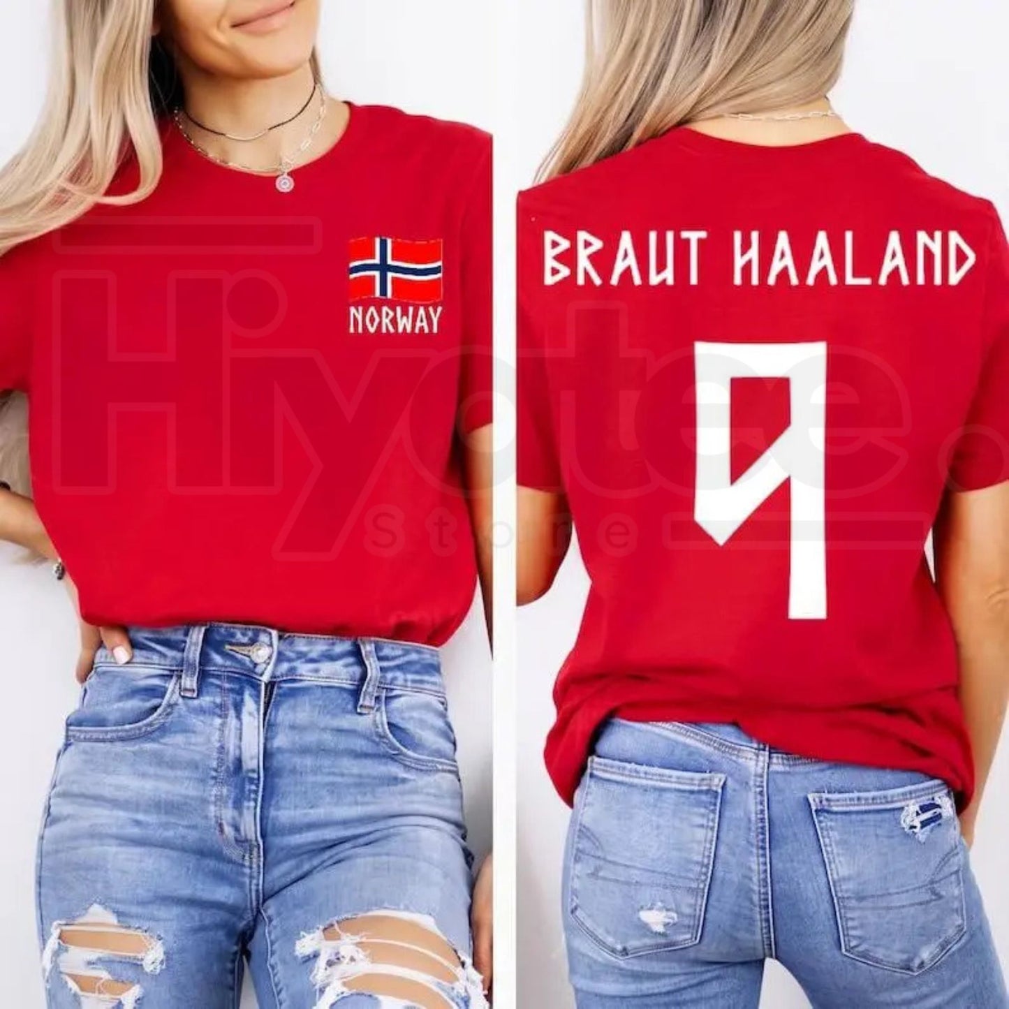 Retro Haaland 9 Norway Soccer Unisex Tee – Erling Haaland Patriotic Fan Shirt - Hiyatee