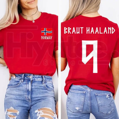 Retro Haaland 9 Norway Soccer Unisex Tee – Erling Haaland Patriotic Fan Shirt - Hiyatee
