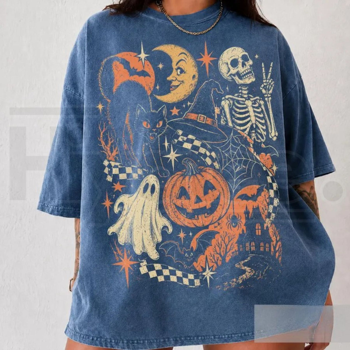 Retro Halloween Y2K Ghost Skeleton Comfort Colors Tee - Hiyatee