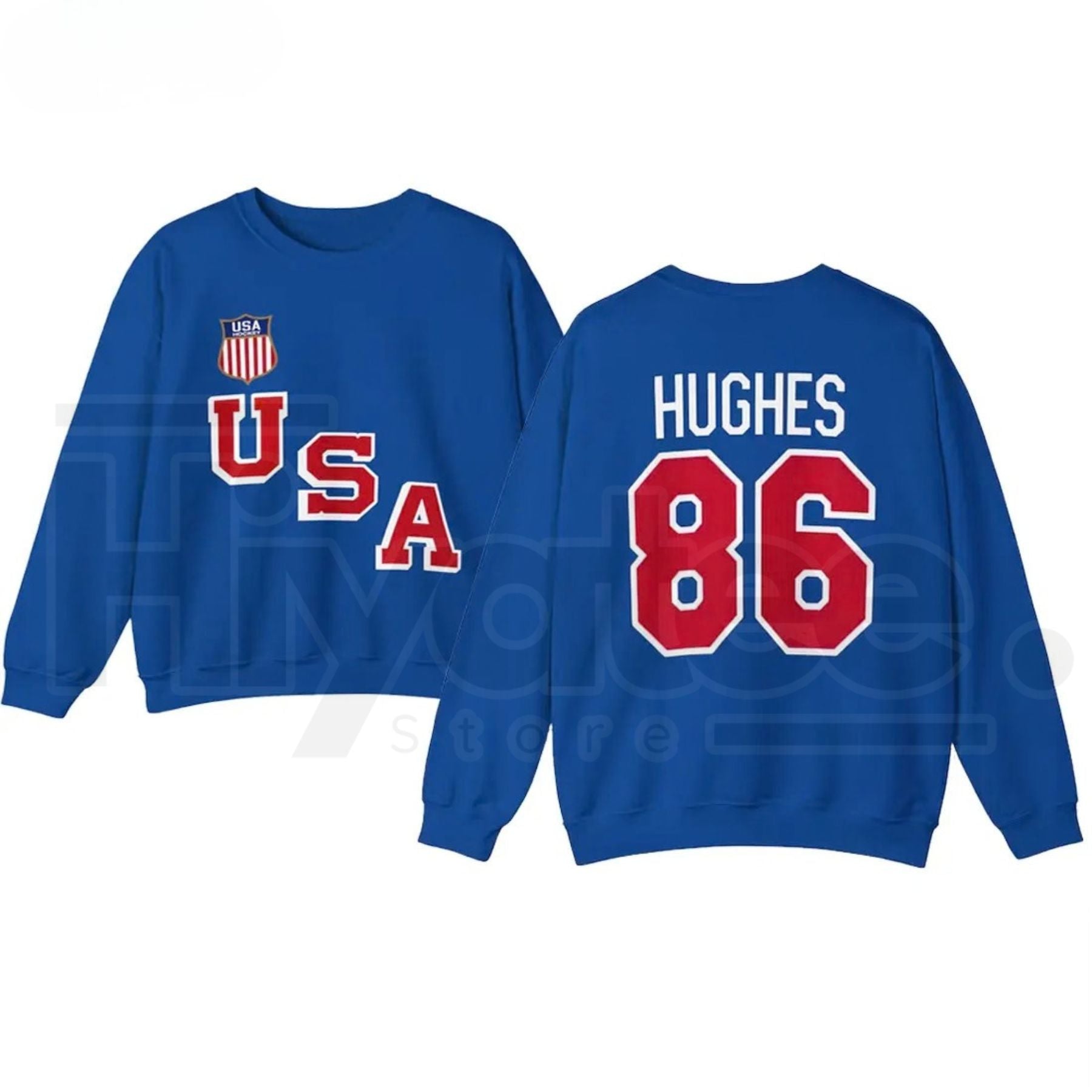 Retro USA Hockey Jack Hughes #86 Sweatshirt: 90s Style Oversized Crewneck - Hiyatee