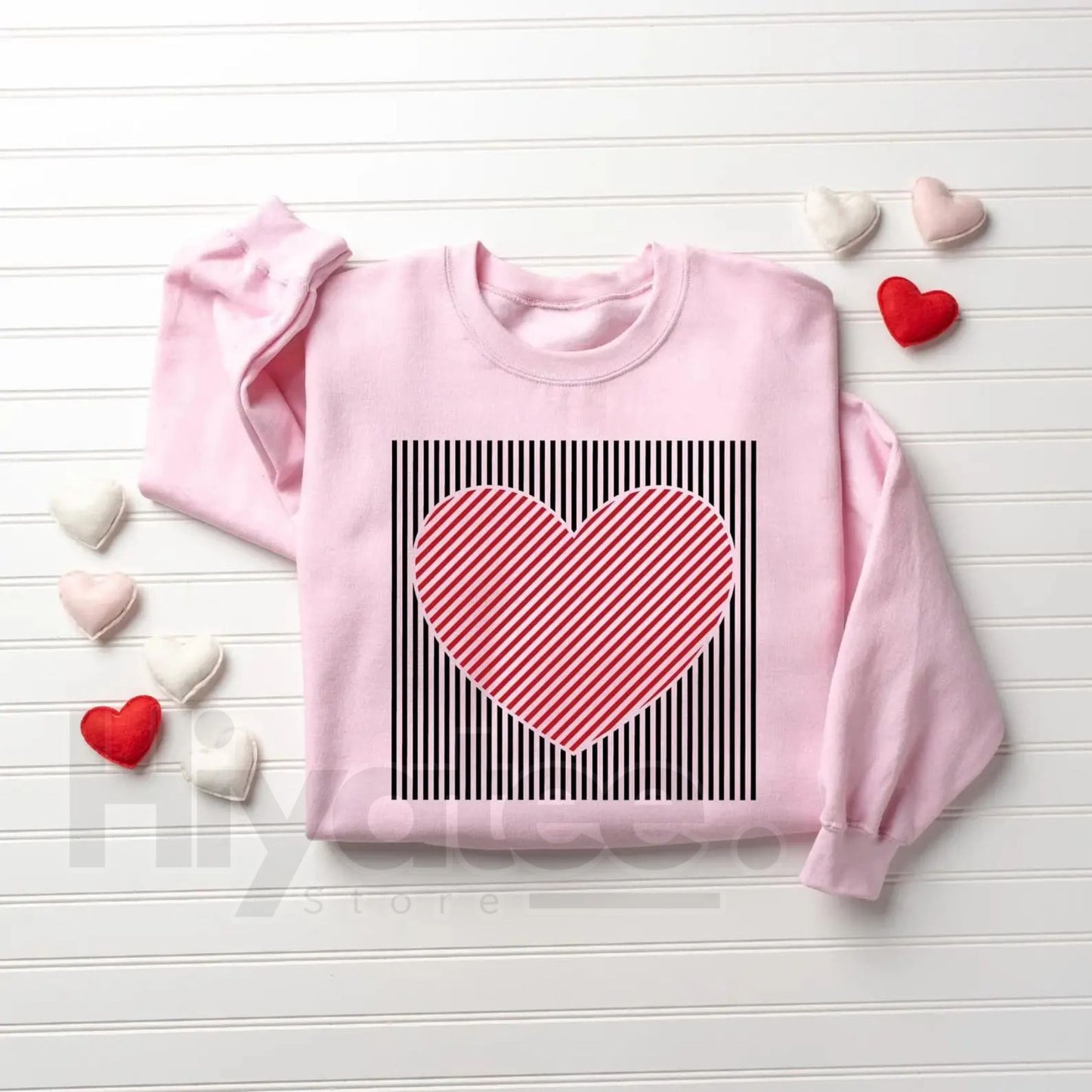 Retro Valentines Heart Sweatshirt: Cute Love Crewneck for Teachers, Moms & Women - Hiyatee