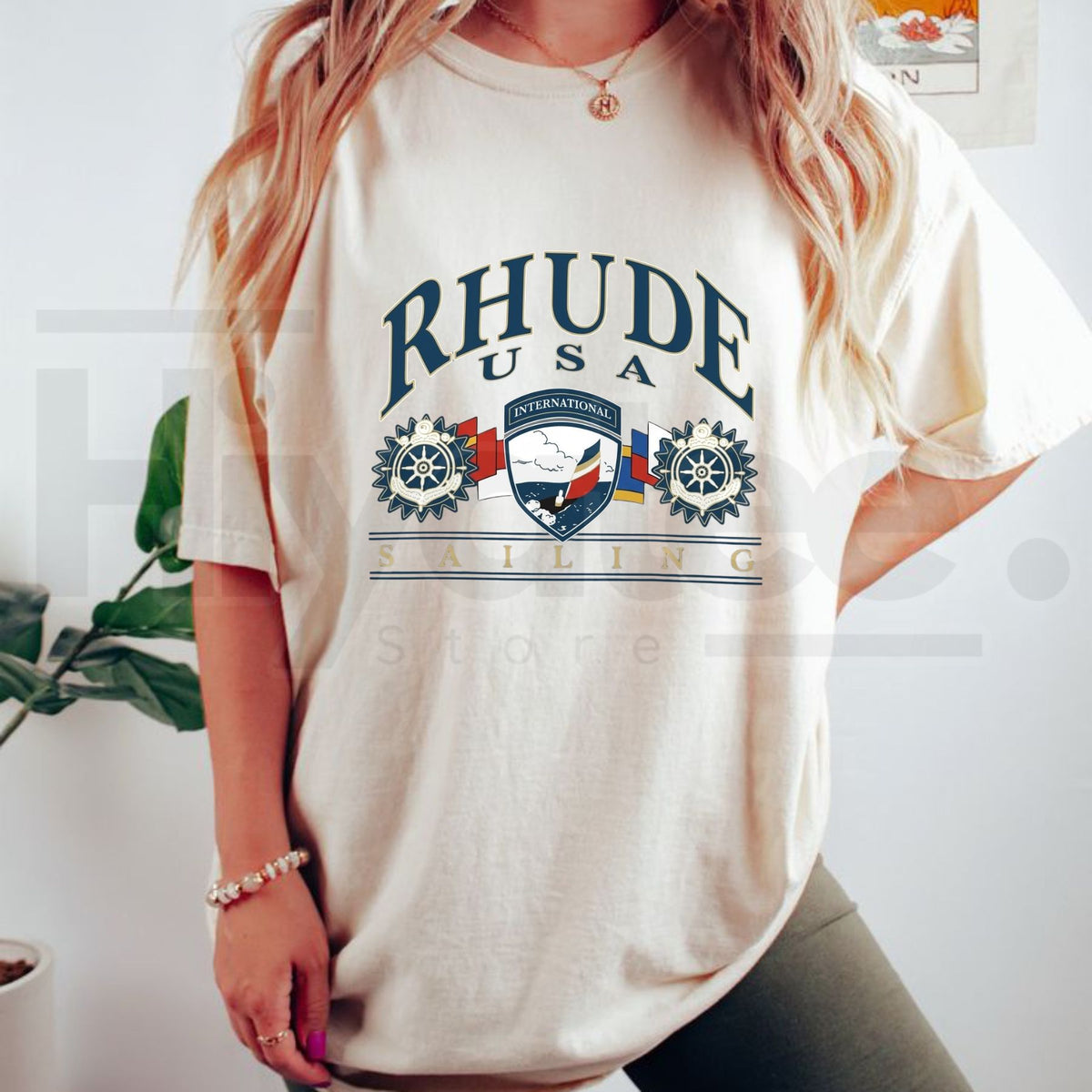 Rhude USA Sailing Icon T-Shirt – Premium Vintage Nautical Streetwear Graphic Tee - Hiyatee