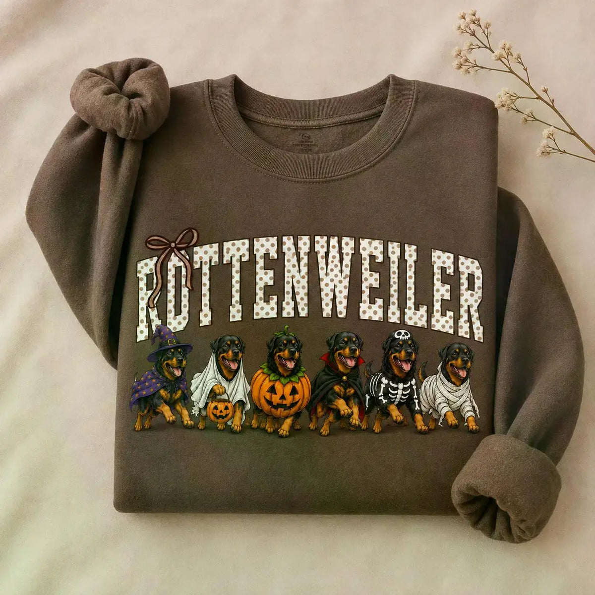 Dark Chocolate 30+ Halloween Dog Breeds Sweatshirt – Spooky Season Dog Mom Crewneck, Cozy Autumn Dog Lover Pullover