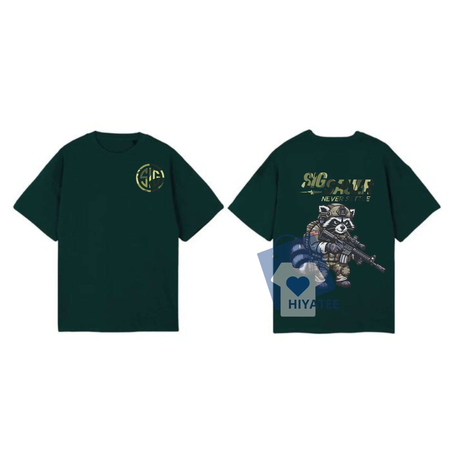 SIG SAUER Tactical Raccoon T-Shirt - SIG Camo Raccoon 2 Sides Shirt, Military Gun Enthusiast Tee, Camo Army Combat Shirt-Hiyatee