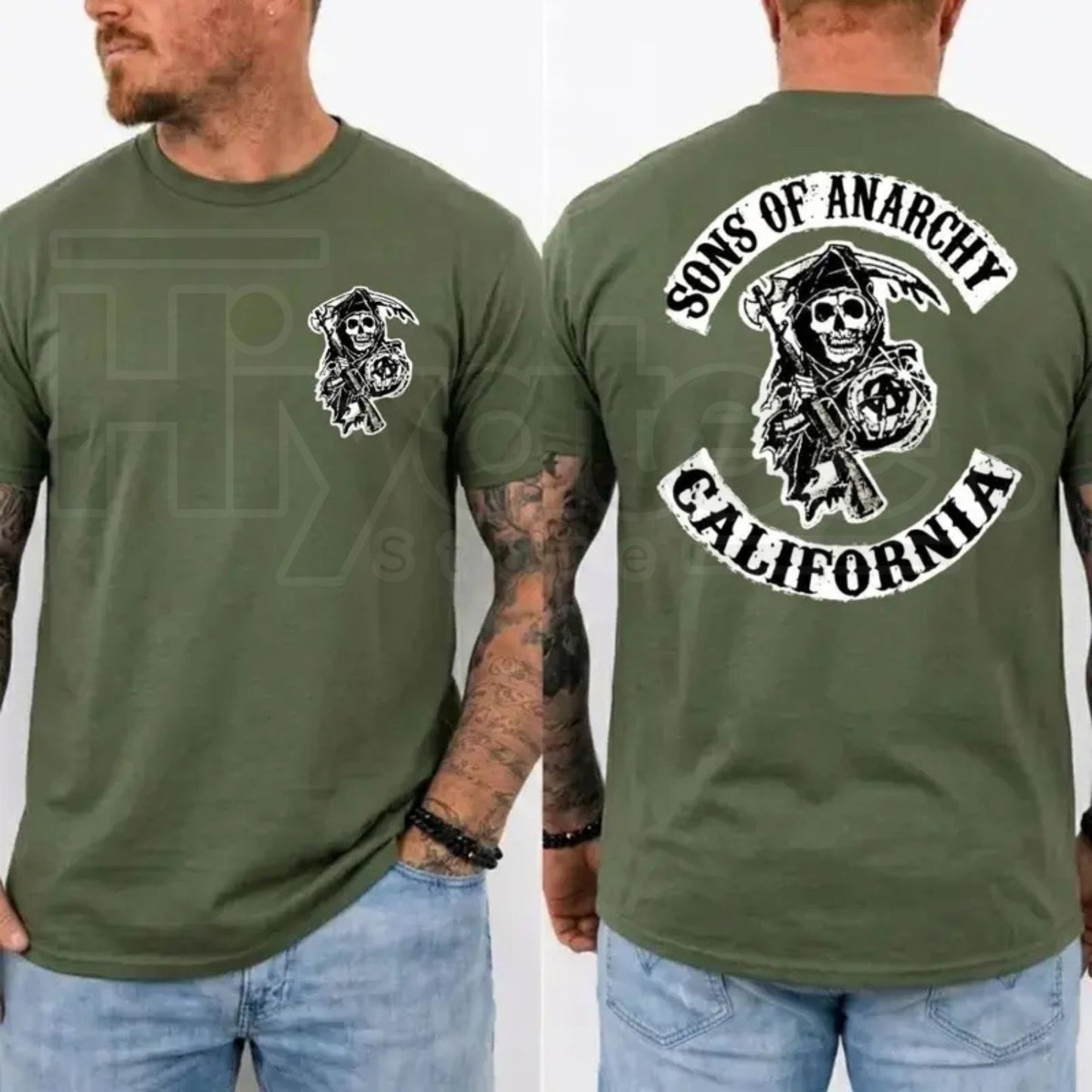 SOA Vintage Biker Graphic T-Shirt – Retro Jax Teller Motorcycle Club Fan Tee - Hiyatee