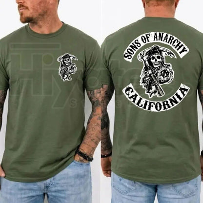 SOA Vintage Biker Graphic T-Shirt – Retro Jax Teller Motorcycle Club Fan Tee - Hiyatee