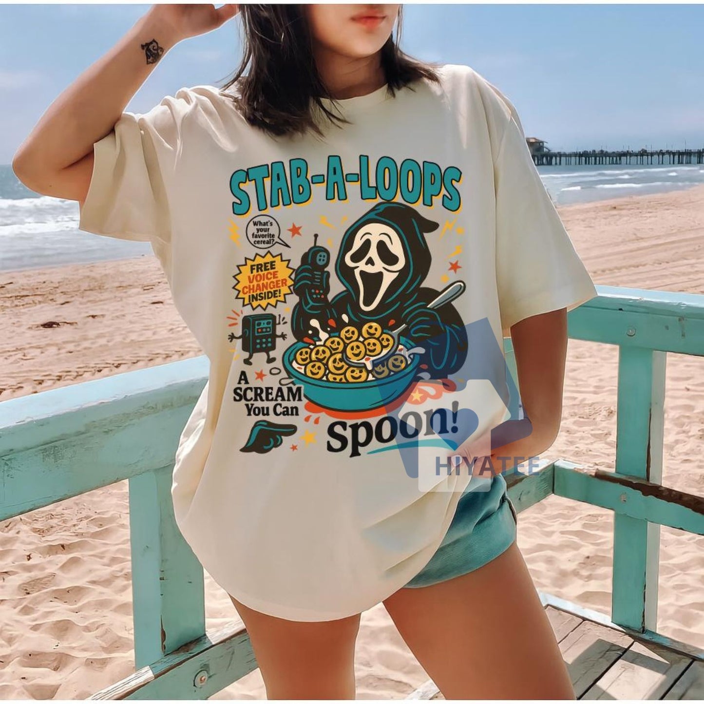 Horror Cereal T-Shirt – Spooky Breakfast Graphic Tee, Funny Killer Cereal Box Halloween Shirt