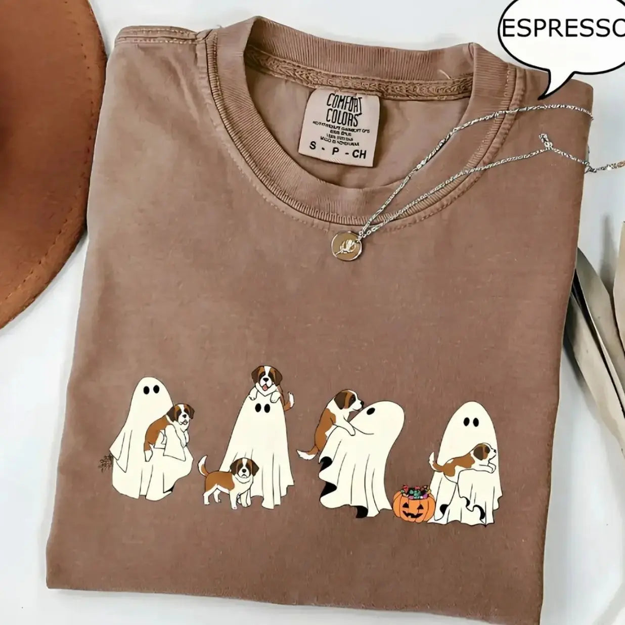 Comfort Colors Custom Dog Halloween Shirt Ghost Boba Tea Funny Dog Gift Tee