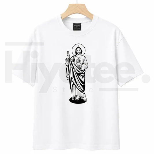 Saint Judas Tadeo Religious T-Shirt – Black and White High-Quality Graphic Tee - Hiyatee