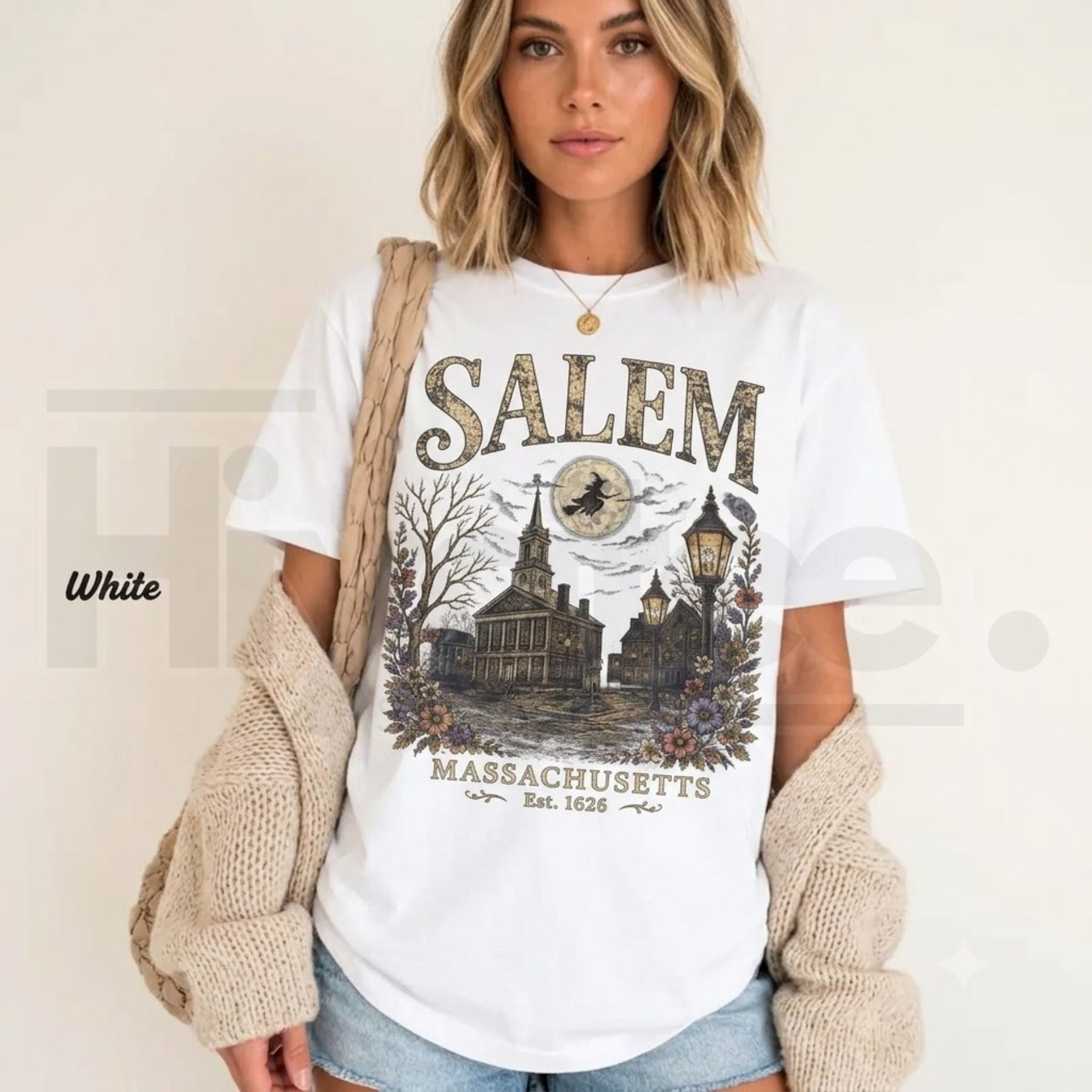 Salem Massachusetts T-Shirt – Vintage Witch City Halloween Graphic Tee, Retro Spooky Fall Gothic Shirt - Hiyatee