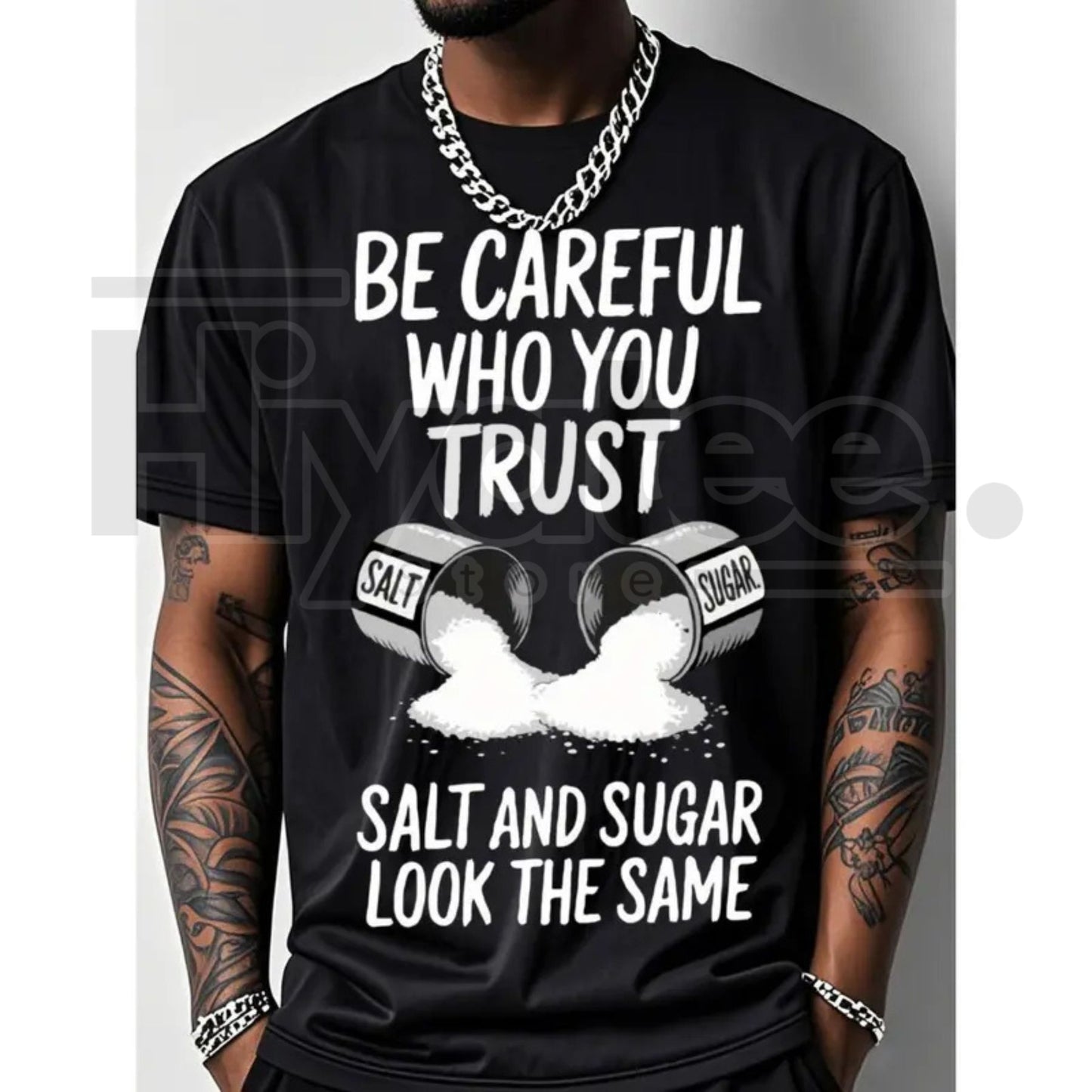 "Salt Graphic: Be Careful Who You Trust" – 200g Cotton Outdoor Fitness Top - Hiyatee
