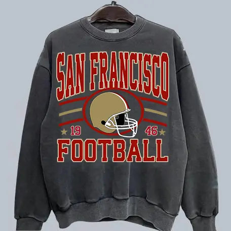 Vintage Team Football Oversized 90s Dark Heather Sweatshirt Retro Sport Tee
