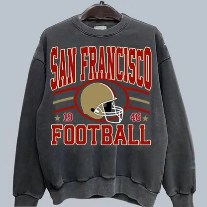 Vintage Team Football Oversized 90s Dark Heather Sweatshirt Retro Sport Tee