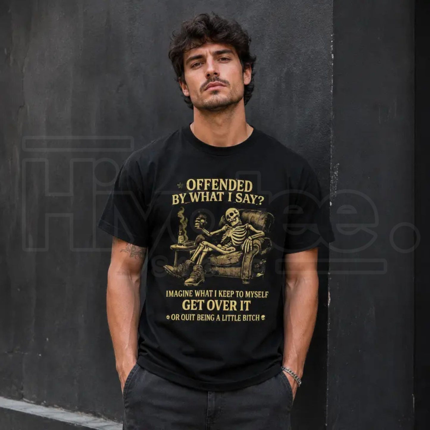 Sarcastic Skeleton & Beer T-Shirt – Black Pure Cotton Streetwear Tee - Hiyatee