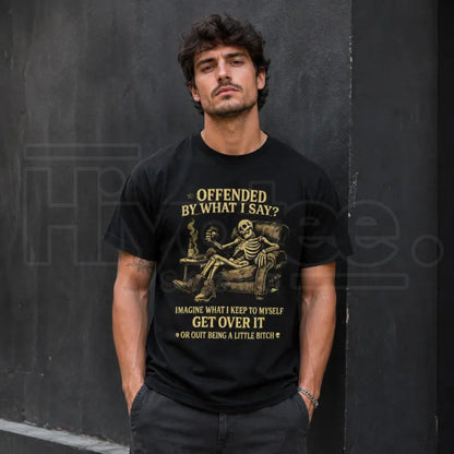 Sarcastic Skeleton & Beer T-Shirt – Black Pure Cotton Streetwear Tee - Hiyatee