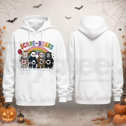 Scare Bears Cute Halloween Graphic Hoodie – Spooky Pastel Goth Unisex Pullover - Hiyatee