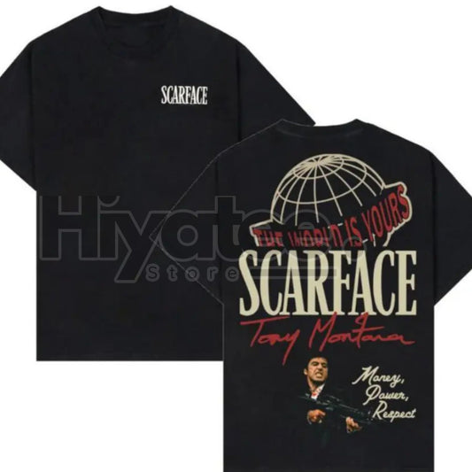 Scarface "The World Is Yours" Graphic Tee – Iconic Tony Montana Movie Fan Shirt - Hiyatee