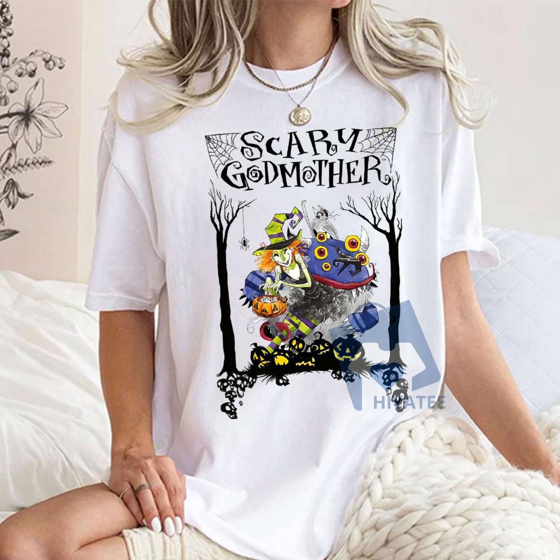 Scary Godmother Halloween Shirt – Retro Movie Horror Tee, Vintage-Inspired Halloween T-Shirt for Fans-Hiyatee