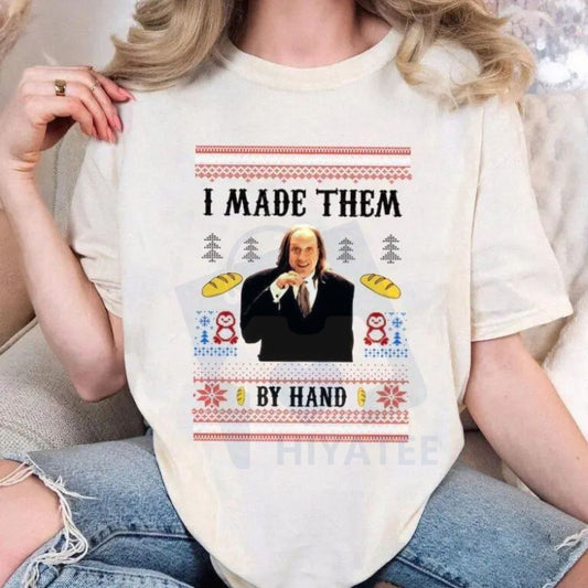 Scary Movie Christmas "I Made Them By Hand" Ugly Xmas Sweater – Funny Holiday Quote - Hiyatee