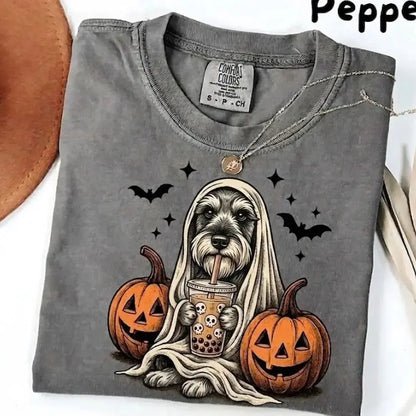 Comfort Colors Pepper Dog Shirt Custom Ghost Boba Tea Halloween Tee