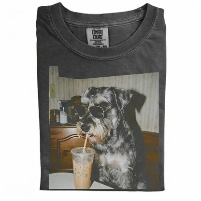 Comfort Colors 50+ Dog Breeds Available Drinking Iced Coffee Shirt – Vintage 90s Funny Edgy Dog Meme Tee, Unisex Casual Streetwear Gift