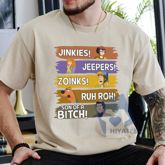 Scooby Catchphrases T-Shirt – Meddling Kids Cartoon Tee, Vintage Mystery Gang Shirt, Classic Childhood Graphic-Hiyatee