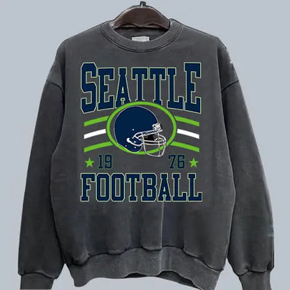 Vintage Team Football Oversized 90s Dark Heather Sweatshirt Retro Sport Tee