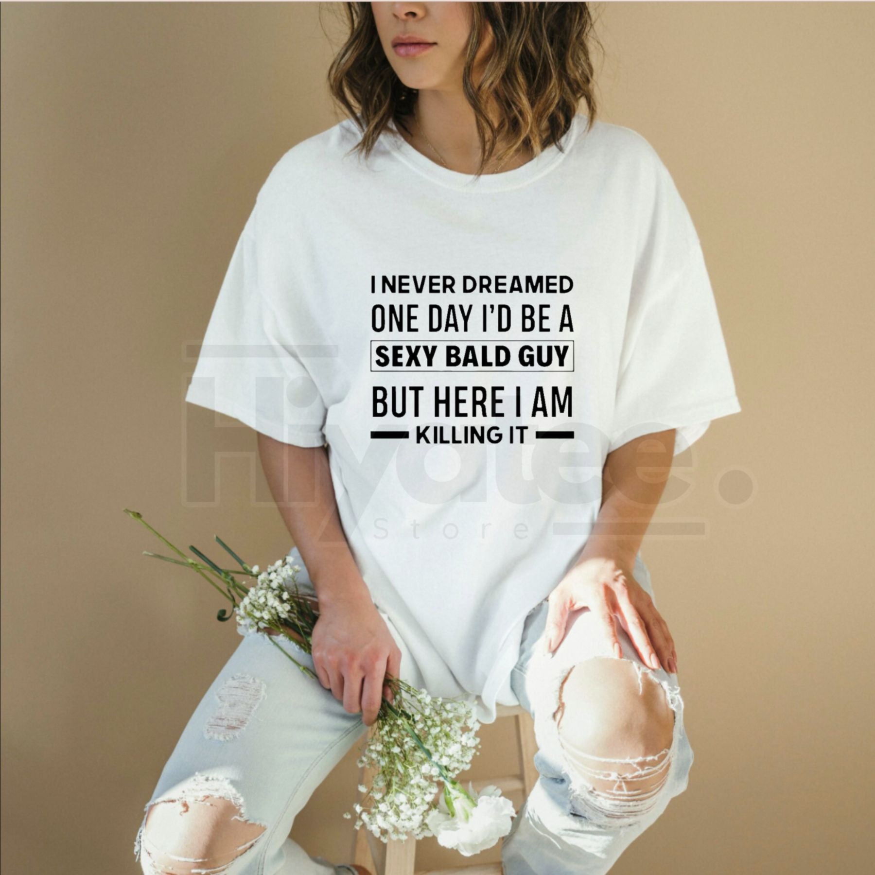 "Sexy Bald Guy" Hilarious T-Shirt – Soft Black Crew Neck Joke Tee for Men - Hiyatee