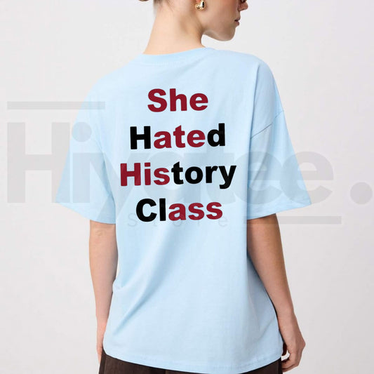 She Hated History Class Hidden Message T-Shirt – Edgy Sarcastic Optical Illusion Tee - Hiyatee
