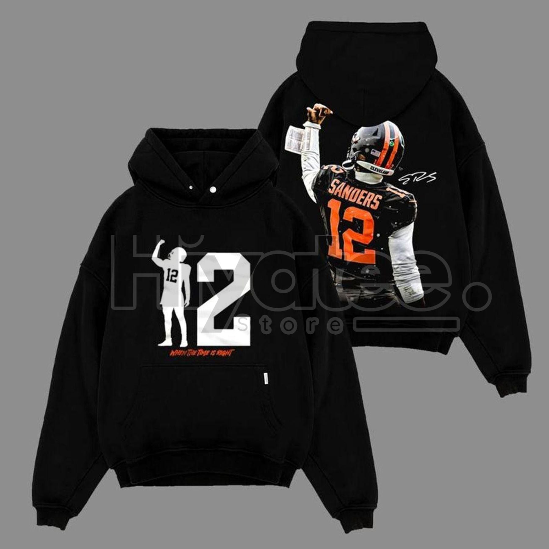 Shedeur Sanders "12 Celly" Dawg Pound Hoodie – Cleveland Football Game Day Outfit, Made in USA Cotton Pullover - Hiyatee