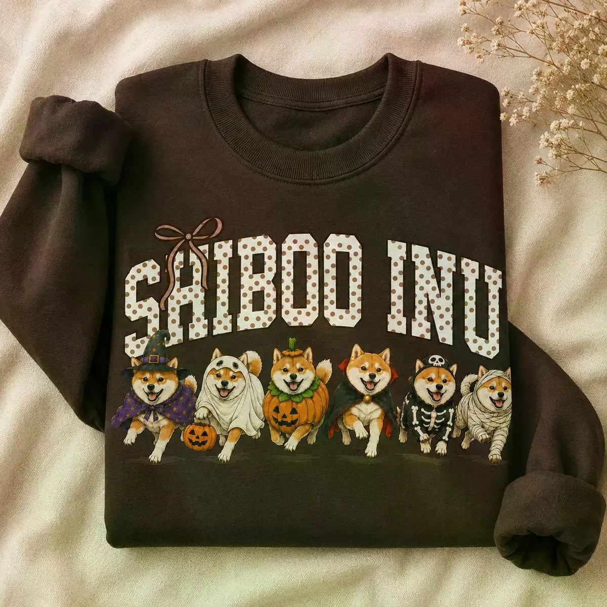Dark Chocolate 30+ Halloween Dog Breeds Sweatshirt – Spooky Season Dog Mom Crewneck, Cozy Autumn Dog Lover Pullover
