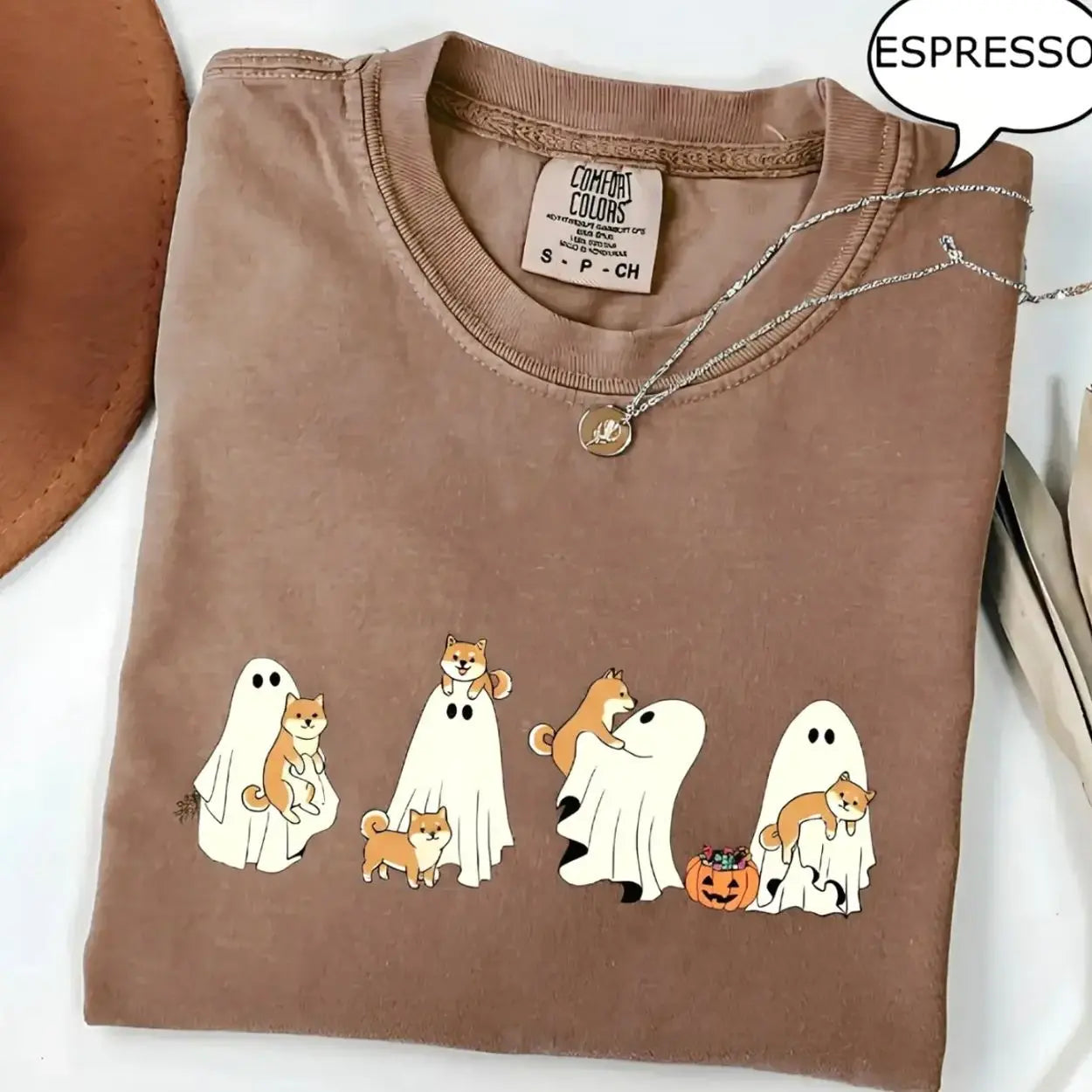 Comfort Colors Custom Dog Halloween Shirt Ghost Boba Tea Funny Dog Gift Tee