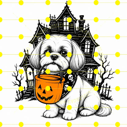 Comfort Colors 50 Dog Breeds Halloween T-Shirt Moss Pumpkin Candy Bucket Tee