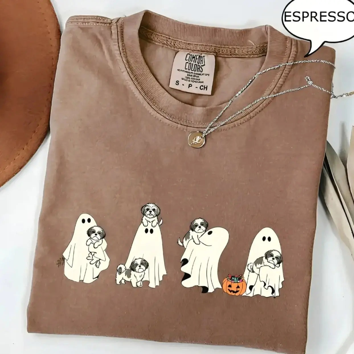 Comfort Colors Custom Dog Halloween Shirt Ghost Boba Tea Funny Dog Gift Tee