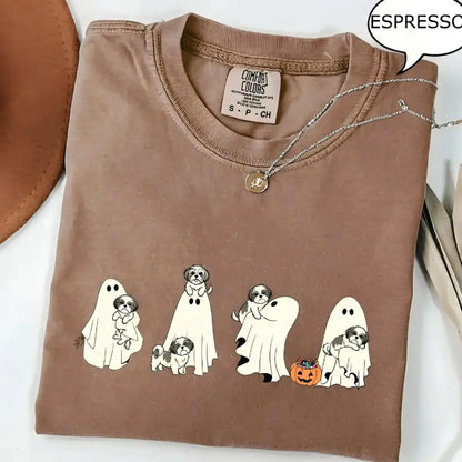 Comfort Colors Custom Dog Halloween Shirt Ghost Boba Tea Funny Dog Gift Tee