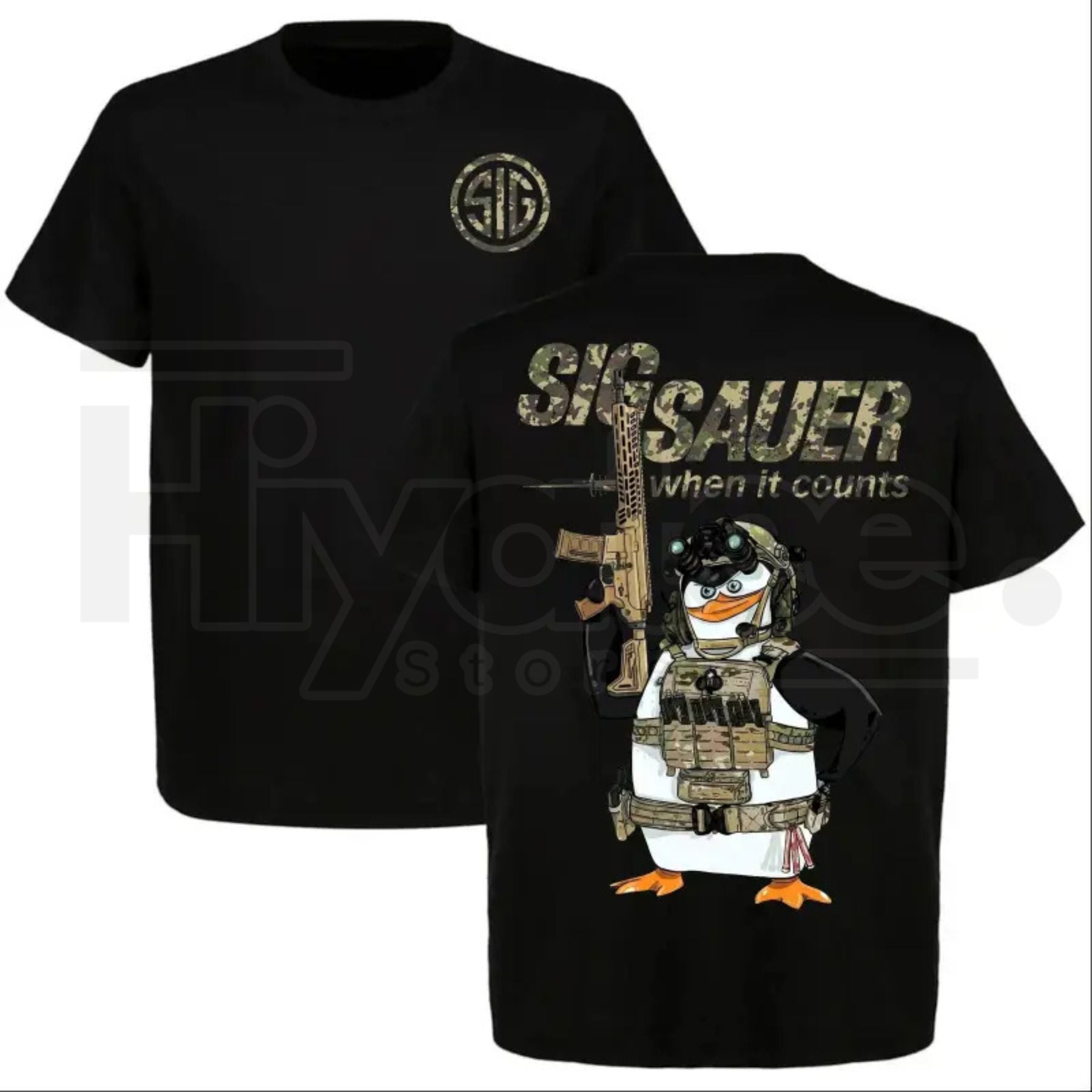 Sig Sauer Tactical Penguin T-Shirt – When It Counts 2A Shooter Graphic Tee - Hiyatee