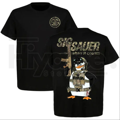 Sig Sauer Tactical Penguin T-Shirt – When It Counts 2A Shooter Graphic Tee - Hiyatee