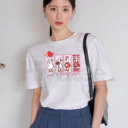 "Silly Goose" Valentine's T-Shirt – Cute Coquette Goose Valentine Unisex Tee - Hiyatee